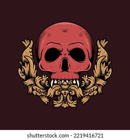 skull head gold ornament illustration