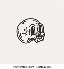 skull head graphic design elements.halloween black and white illustration clip art element with dead scary skeleton head. spooky trick or treat graveyard clipart resources for logo design or patterns