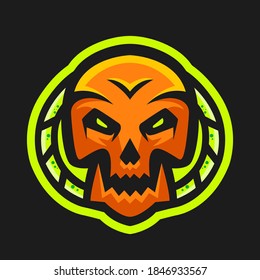 Skull head with green poison mascot logo vector. Skull head and poison vector.