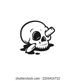 Ilustración vectorial con el logotipo de la manguera de la cabeza del cráneo - Vector

