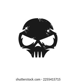 Skull Head Grunge Splatter Logo Design Vector Illustration - Vector
