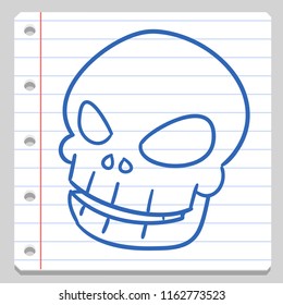 Skull Head Halloween Notebook School Doodle Icon Symbol Sketch Line Art