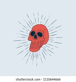 skull head, hand draw sketch vector.
