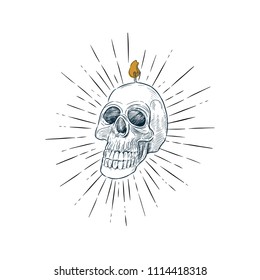 skull head, hand draw sketch vector.