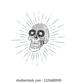 skull head, hand draw sketch vector.