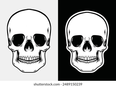 skull head in hand drawing style