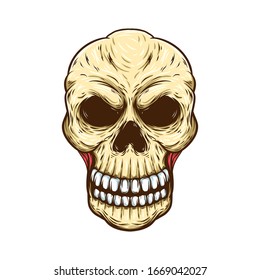 ilustración vectorial dibujada por la mano de la cabeza del cráneo