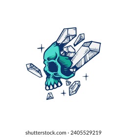 vector dibujado a mano de cabeza de cráneo