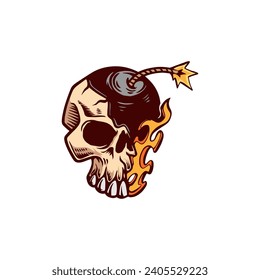 skull head hand drawn vector