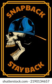 skull head with hat card illustration