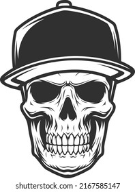 SKULL HEAD WITH HAT VECTOR ILLUSTRATION DESIGN