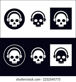 skull head headphone vector logo 6 types