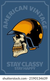 skull head with helm on card illustration