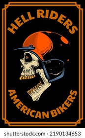 skull head with helm on card illustration
