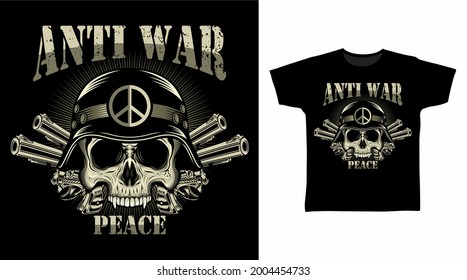 Skull Head and Helmet with Gun vector illustration t-shirt design concept.