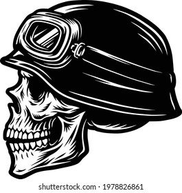 Skull head with helmet vector art design