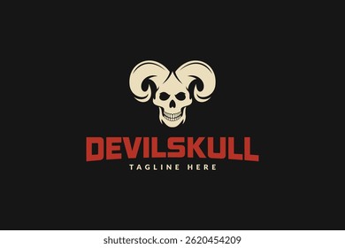 skull head horn logo design template, logo icon vector illustration