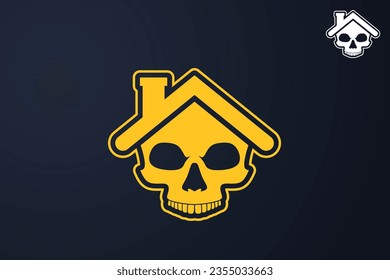 Skull head house logo, simple elegant design, for clothing stores, fashion, and more