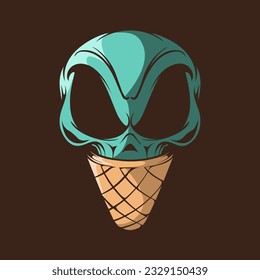 SKULL HEAD ICE CREAM CONE 