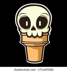 Skull Head Icecream Illustration Design
