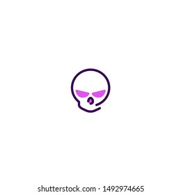 Skull Head Icon with Filled Line Style for Halloween