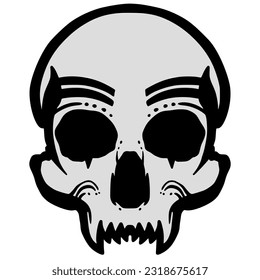 Skull head illustration art logo mascot design