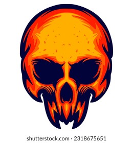 Skull head illustration art logo mascot design
