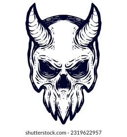 Skull head illustration art mascot logo design