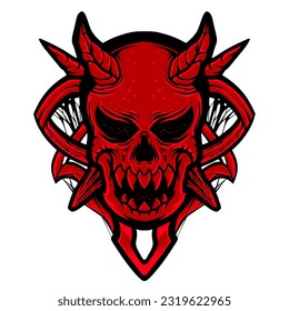 Skull head illustration art mascot logo design