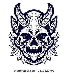 Skull head illustration art mascot logo design