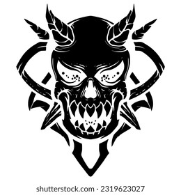 Skull head illustration art mascot logo design