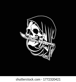 Skull Head Illustration Black White Stock Vector (Royalty Free ...