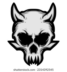 Skull head illustration logo mascot design art