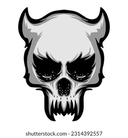 Skull head illustration logo mascot design art