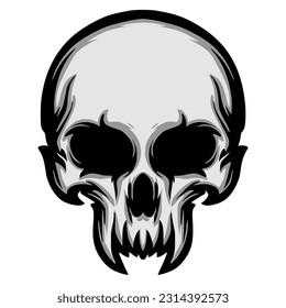 Skull head illustration logo mascot design art