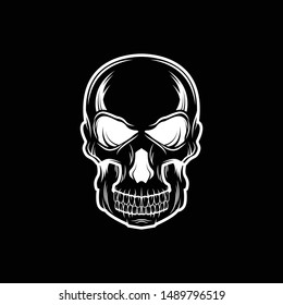 skull head illustration logo, skull head template
