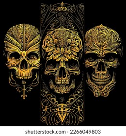 skull head illustration portrays a strikingly detailed and intricate image of a human skull, often used as a symbol of death and mortality in various cultures