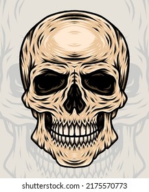 Skull Head Illustration. Premium vector