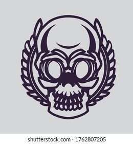 Skull head illustration for t shirt design