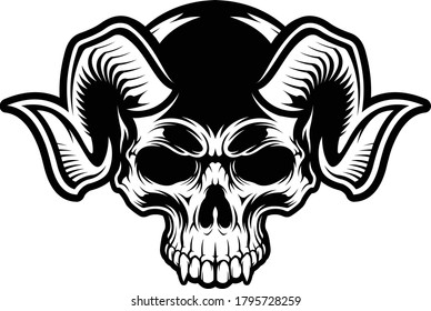 SKULL HEAD ILLUSTRATION VECTOR DESIGN