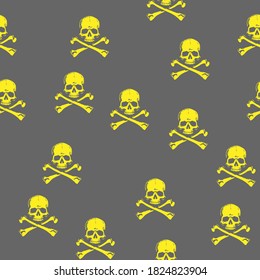 Skull Head Jolly Roger Pirate crossbones Seamless repeat pattern.