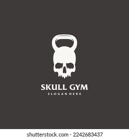 Skull-Head Kettle Barbell Gymnastik Fitness-Logo Design Vektorsymbol	