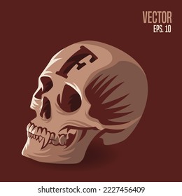 Skull head with letter F vector illustration