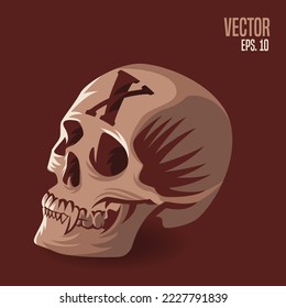 Skull head with letter X vector illustration