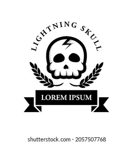skull head with lightning mark at the top. for brand, sticker and others.