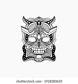 Skull head line art style design vector