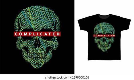 Skull Head Line Art Vector Illustration T-shirt Design.