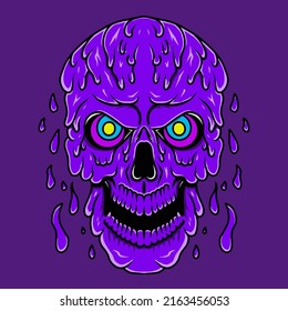 skull head liquid artwork illustration