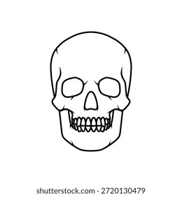 Skull head logo concept. Simple skull head outline design illustration, vector.