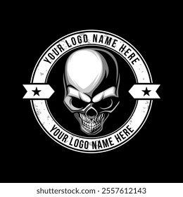 Skull Head Logo Design Vector Illustration Template